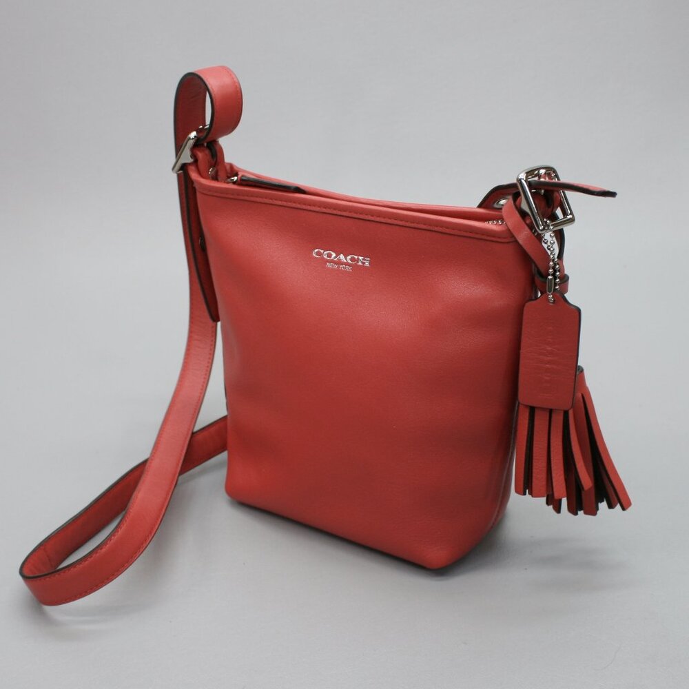 COACH Legacy Mini Duffle Crossbody Red Leather Purse Tassels Shoulder Bag 19901